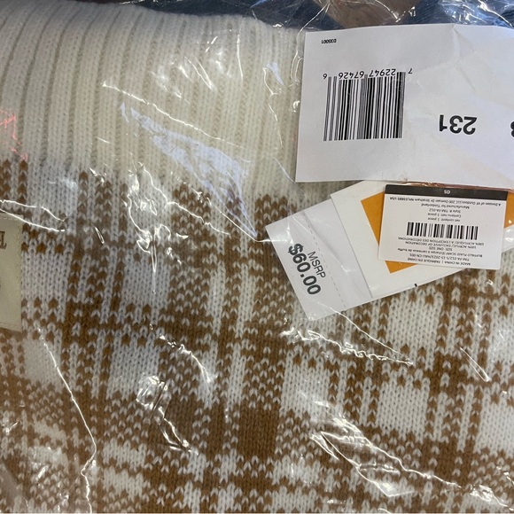 Timberland Cream and Brown Checkered Scarf - Picture 3 of 3